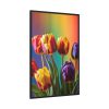 Rainbow Tulips Framed Canvas