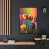 Rainbow Tulips Framed Canvas