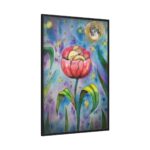 Tulip Flower and Mouse at Night Framed Canvas