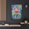 Tulip Flower and Mouse at Night Framed Canvas