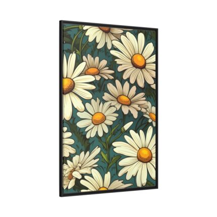 Seamless Daisy Flower Pattern Framed Canvas