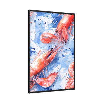 Seamless Lobster Nautical Framed Canvas