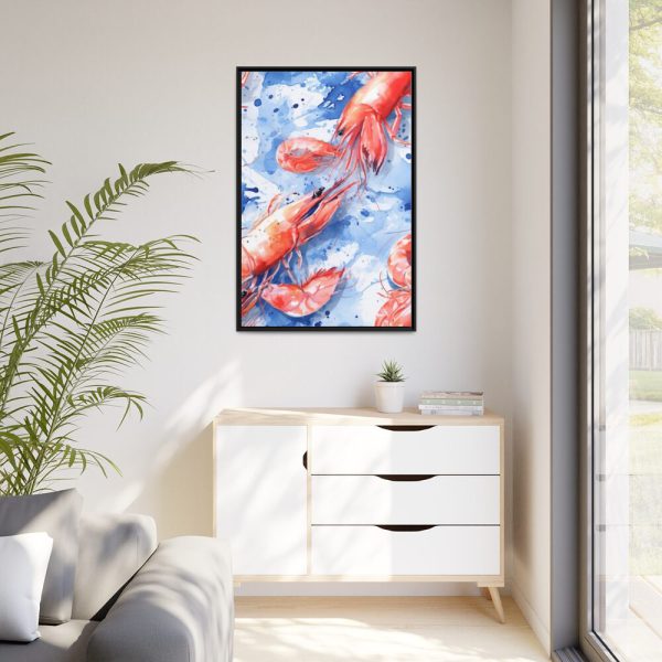Seamless Lobster Nautical Framed Canvas