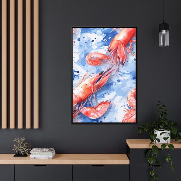 Seamless Lobster Nautical Framed Canvas