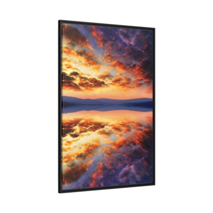 Water Reflection Sunset Framed Canvas