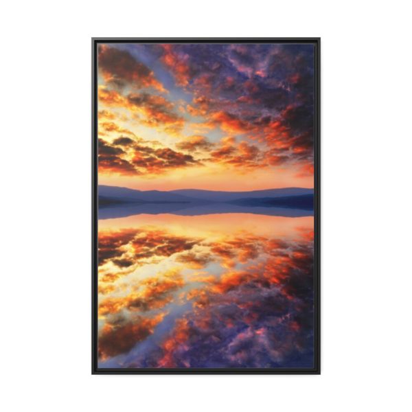Water Reflection Sunset Framed Canvas
