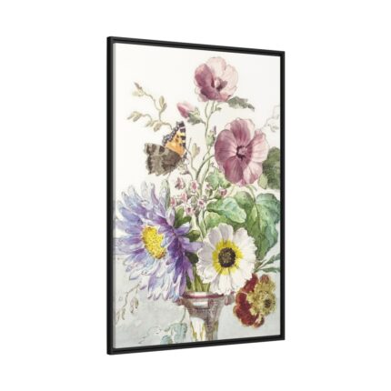 Bouquet of Flowers With a Butterfly Framed Canvas