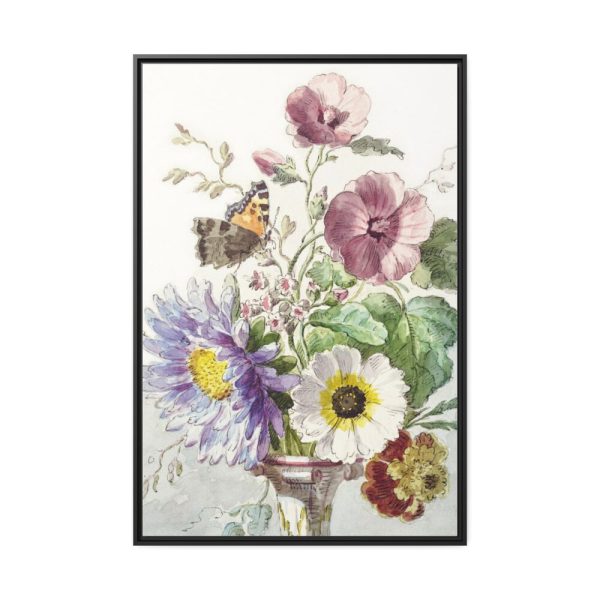 Bouquet of Flowers With a Butterfly Framed Canvas