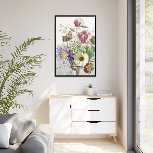Bouquet of Flowers With a Butterfly Framed Canvas