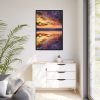 Water Reflection Sunset Framed Canvas