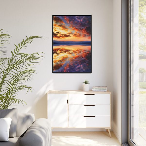 Water Reflection Sunset Framed Canvas