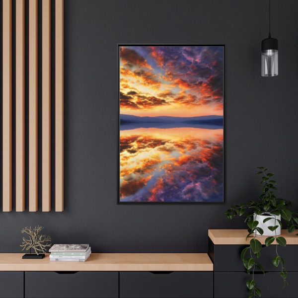 Water Reflection Sunset Framed Canvas