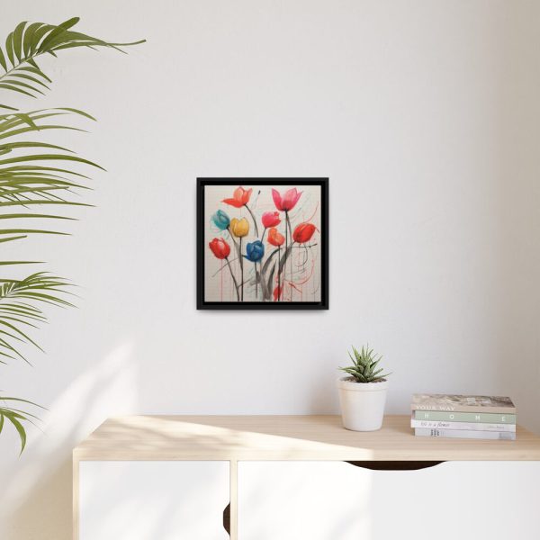 Colorful Abstract Tulips Art Framed Canvas