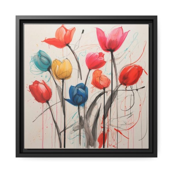 Colorful Abstract Tulips Art Framed Canvas