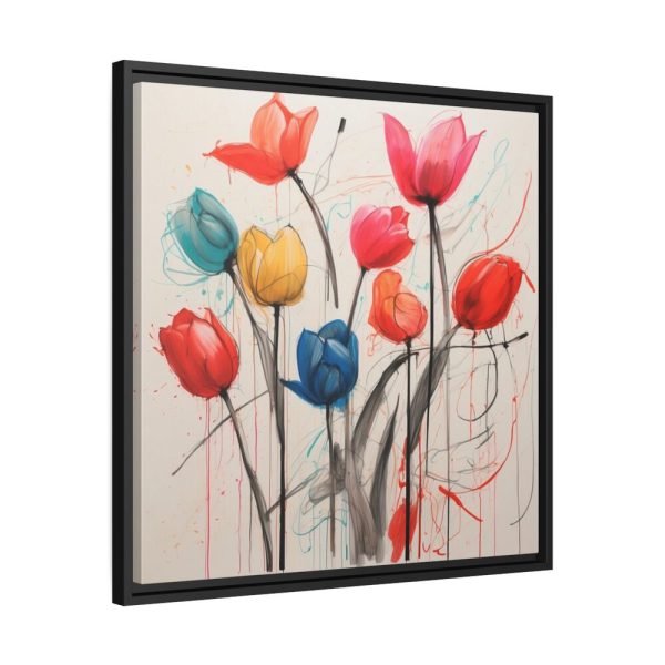 Colorful Abstract Tulips Art Framed Canvas