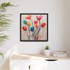 Colorful Abstract Tulips Art Framed Canvas