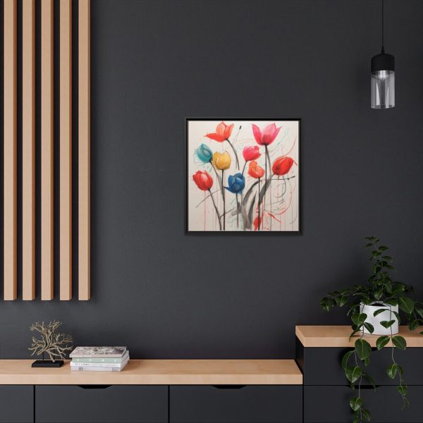 Colorful Abstract Tulips Art Framed Canvas