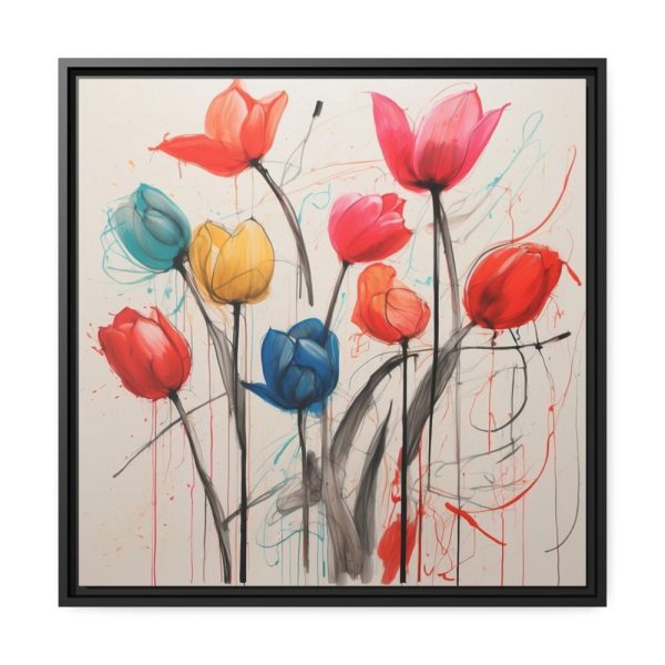 Colorful Abstract Tulips Art Framed Canvas
