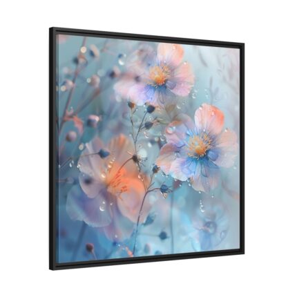 Blue Watercolor Flowers Framed Canvas
