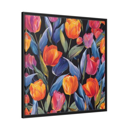 Colorful Tulip Pattern Framed Canvas