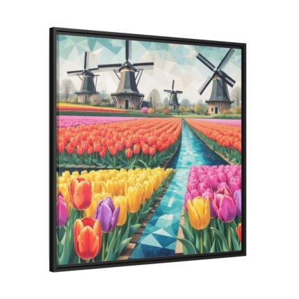 Holland Tulip Windmill Framed Canvas