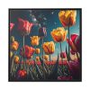 Tulips Under Sky Night Framed Canvas