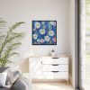 88302-138.jpg Blue Jean Embroidered Daises Framed Canvas