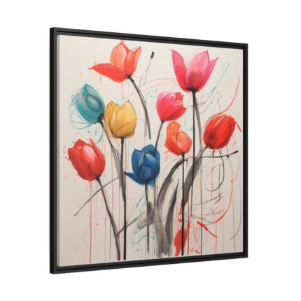 Colorful Abstract Tulips Art Framed Canvas