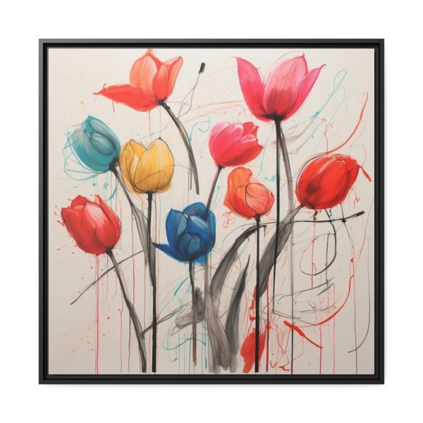 Colorful Abstract Tulips Art Framed Canvas