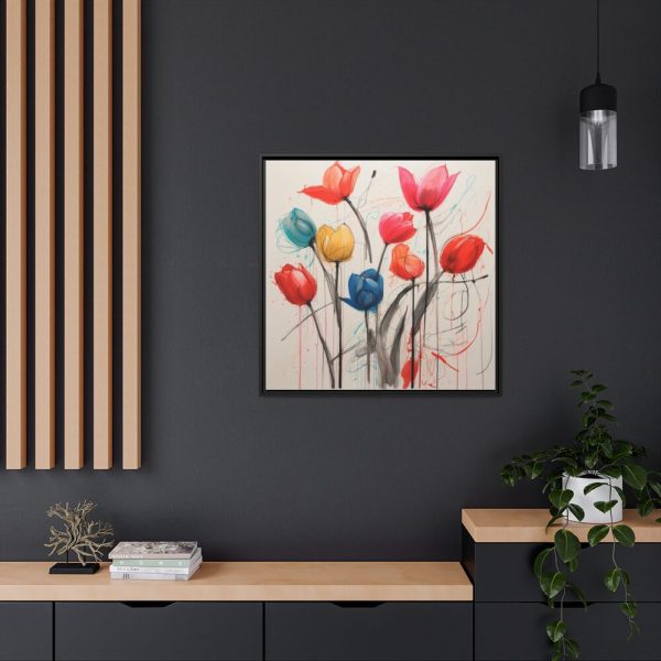 Colorful Abstract Tulips Art Framed Canvas