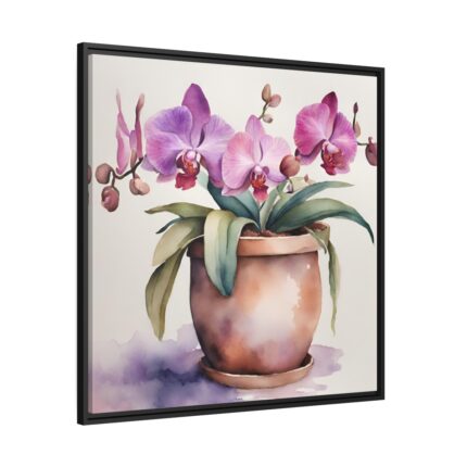 Orchid Flowers In Pot Framed Canvas