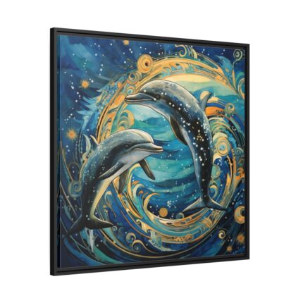Dolphin Art Print Framed Canvas
