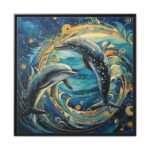 Dolphin Art Print Framed Canvas - Image 2