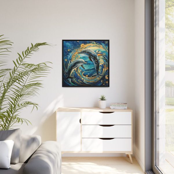 Dolphin Art Print Framed Canvas
