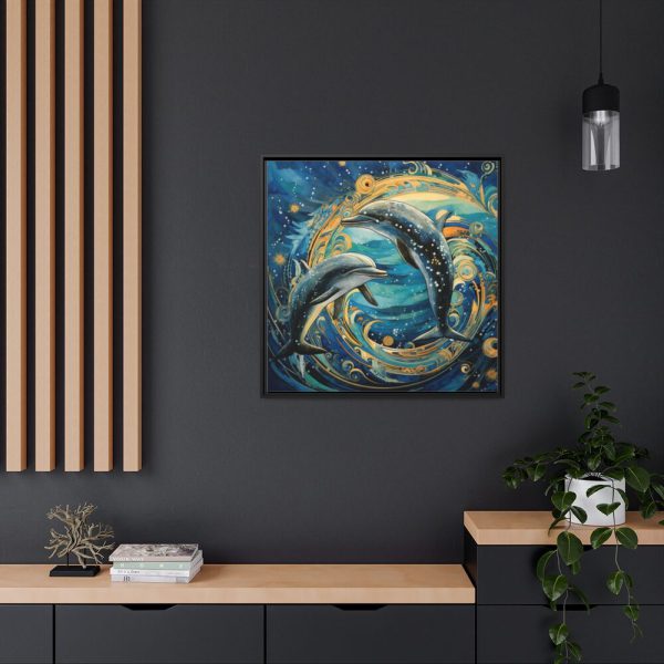 Dolphin Art Print Framed Canvas