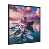 88302-215.jpg Dolphins And Ship Art Print Framed Canvas