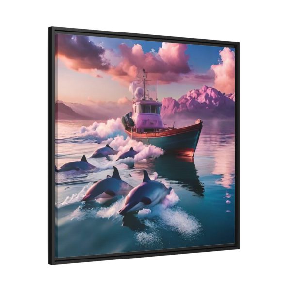 88302-215.jpg Dolphins And Ship Art Print Framed Canvas