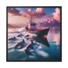88302-216.jpg Dolphins And Ship Art Print Framed Canvas