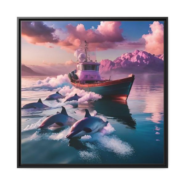 88302-216.jpg Dolphins And Ship Art Print Framed Canvas