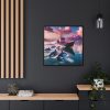 88302-219.jpg Dolphins And Ship Art Print Framed Canvas