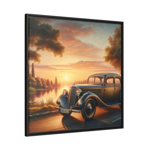 Vintage Car Parked on the Road Framed Canvas