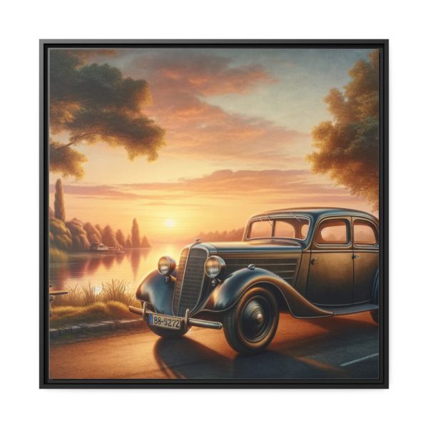 Vintage Car Parked on the Road Framed Canvas