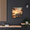 Vintage Car Parked on the Road Framed Canvas