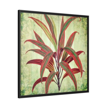Vintage Palm Tree Plant Flower Framed Canvas