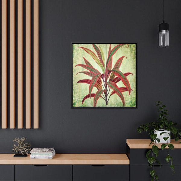 88302-59.jpg Vintage Palm Tree Plant Flower Framed Canvas