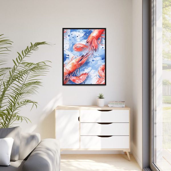 Seamless Lobster Nautical Framed Canvas