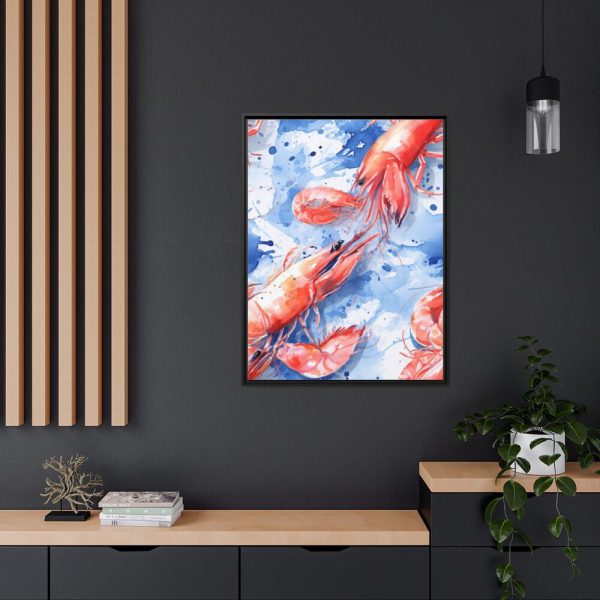 Seamless Lobster Nautical Framed Canvas