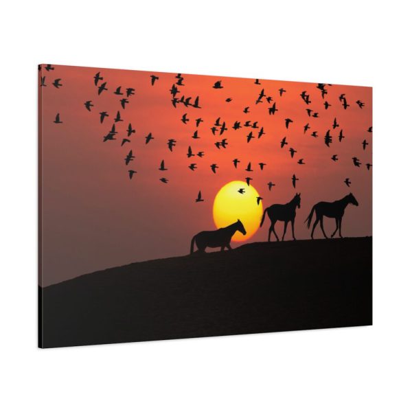 91638-15.jpg Horse Silhouette During Sunset Standard Canvas