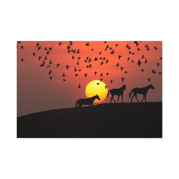 91638-16.jpg Horse Silhouette During Sunset Standard Canvas