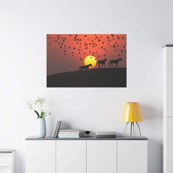 91638-17.jpg Horse Silhouette During Sunset Standard Canvas